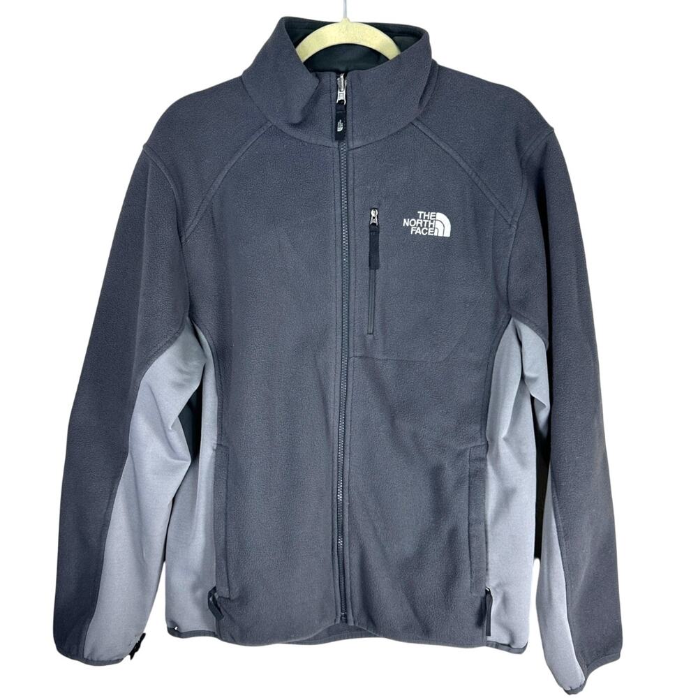 The North Face Men’s Gray Fleece Zip Jacket Medium Outdoor Hiking Warm Layer